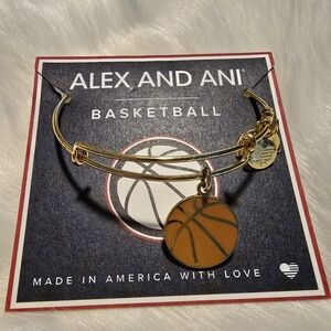 Alex and Ani Basketball charm bangle bracelet in shiny gold